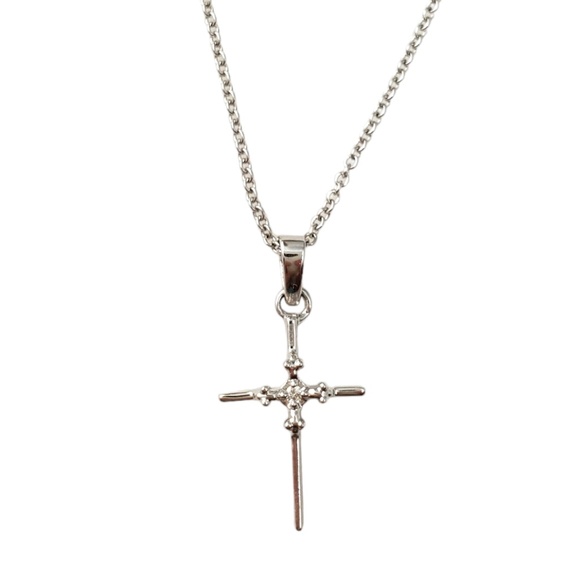 14K White Gold Diamond Cross Pendant Necklace #16588 - Picture 2 of 9